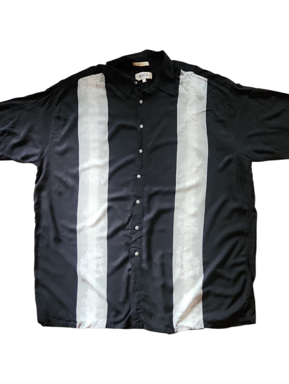 Campia Moda Black/gray Tropical Button Down Rayon Shirt Sz 3XLT